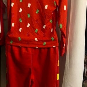 Vibrant Red Kids Pajama Set with Bear Print